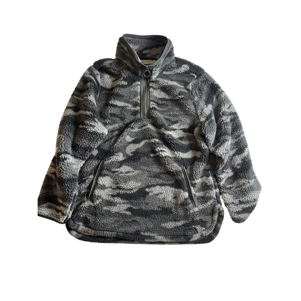 Cozy Sherpa Black And Gray Camp Pullover XXL